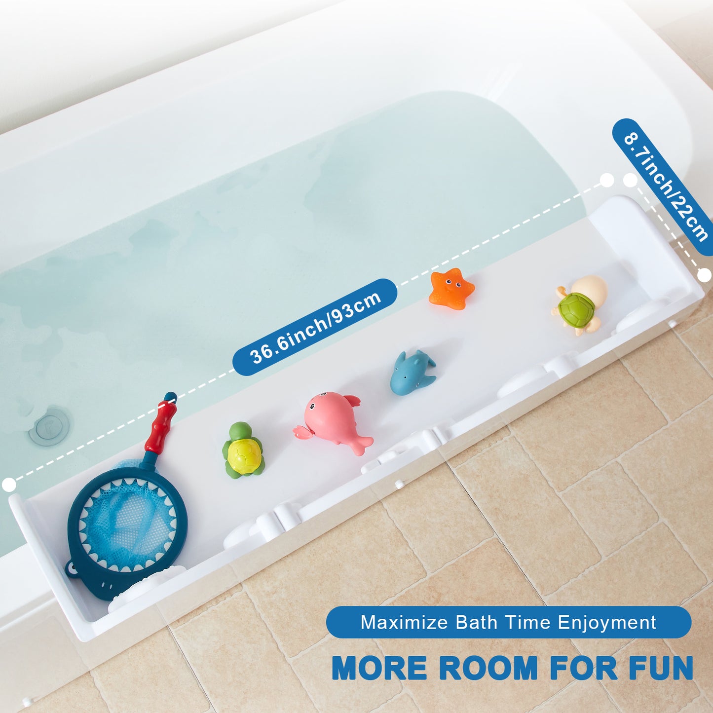 Ozean Tiere Badewanne Spritzschutz für Kinder, drehbare Design Badewanne Wanne Tablett, Wanne Regal und Organizer für Baby Bad Spielzeug, Bad Spielzeug Tolder für Kleinkinder Kinder Baby (Weiß)