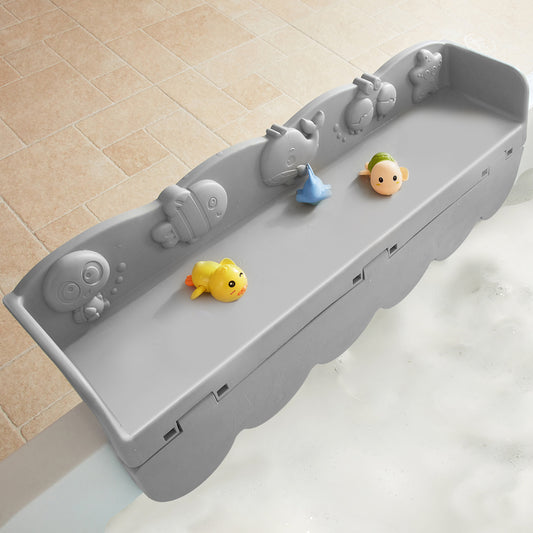 Ozean Tiere Badewanne Spritzschutz für Kinder, drehbare Design Badewanne Wanne Tablett, Wanne Regal und Organizer für Baby Bad Spielzeug, Bad Spielzeug Tolder für Kleinkinder Kinder Baby (Grau)